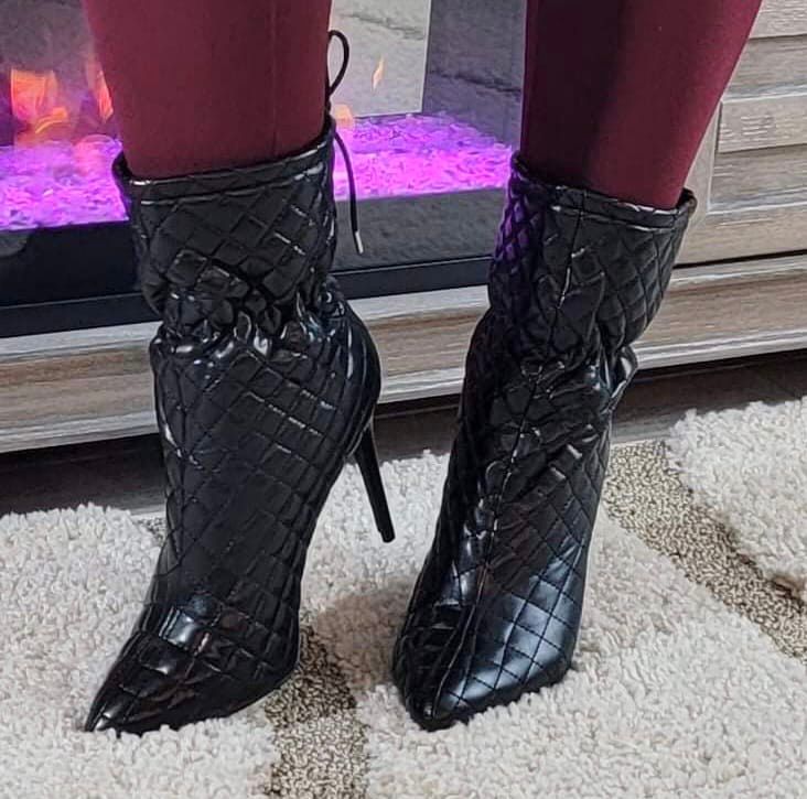 "Ebony" Black Quilted Bootie