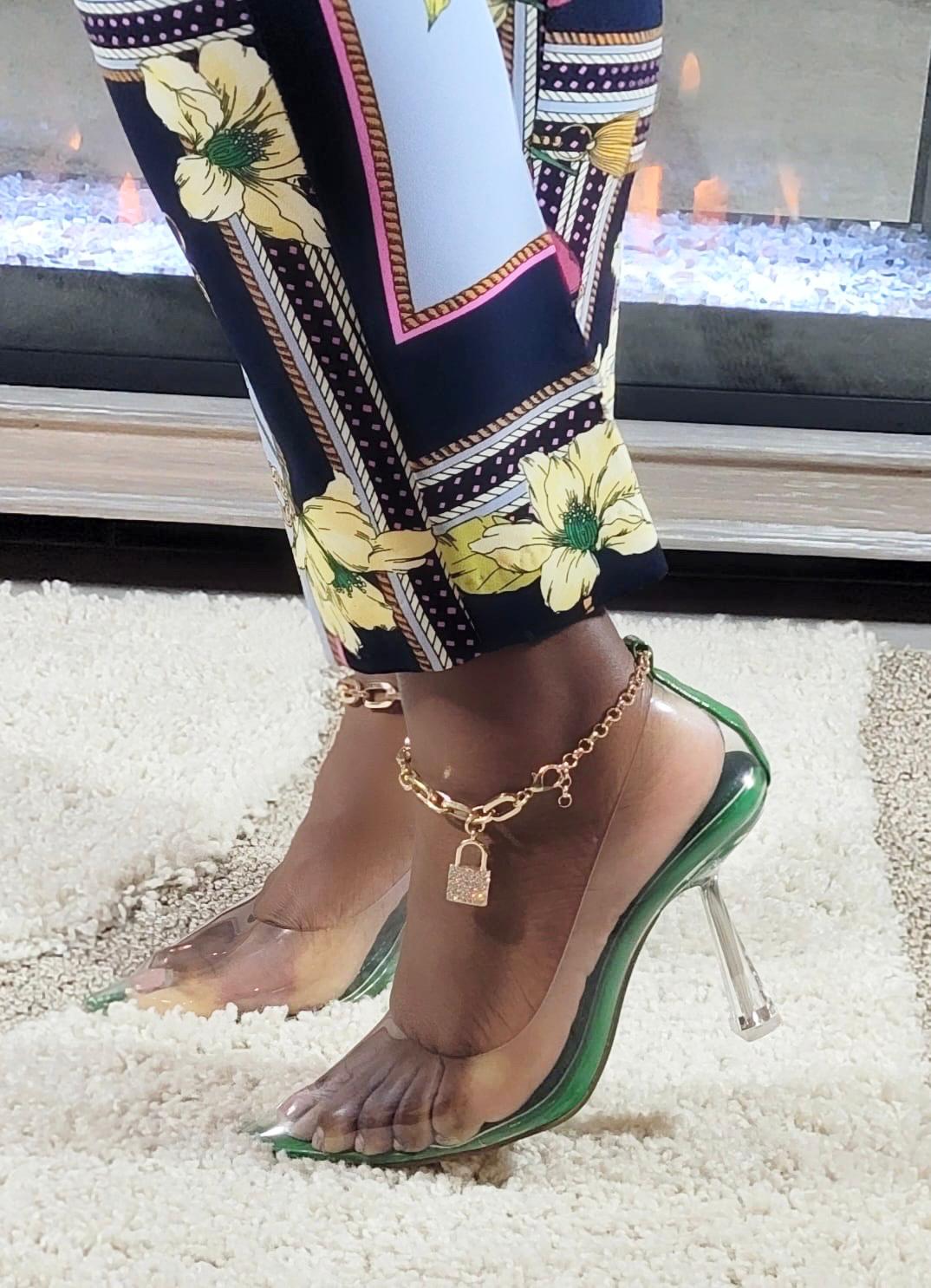 "Keisha" Green Anklet Pump