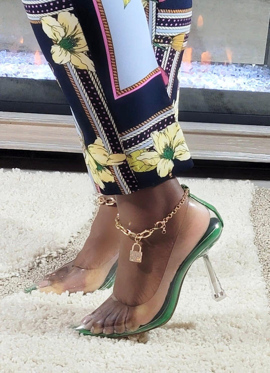 "Keisha" Green Anklet Pump